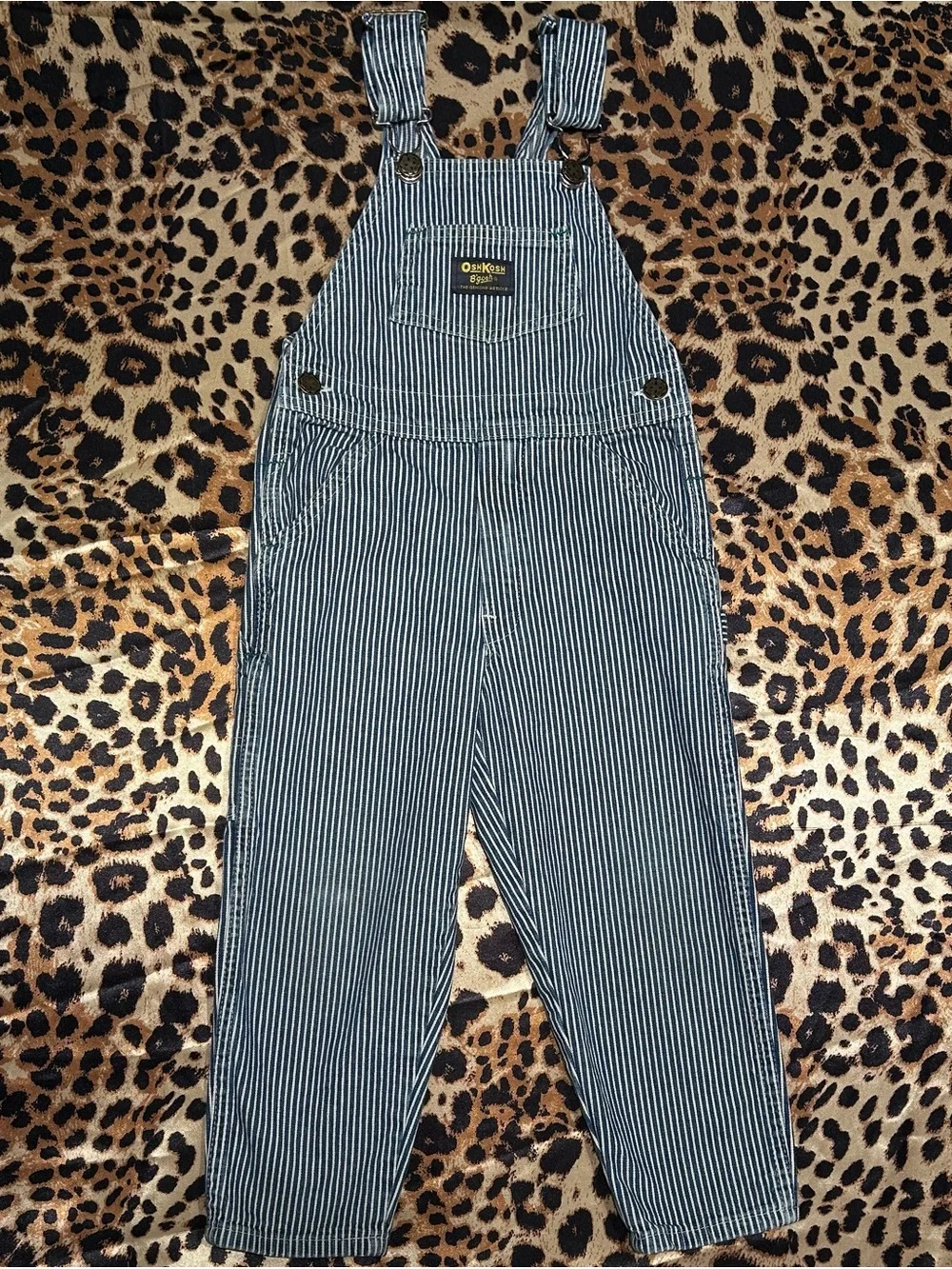 Vintage OshKosh B’Gosh Blue & White Striped Denim Overalls